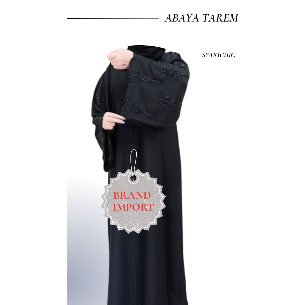 [SC] Abaya Tareem Dubai Turki Gamis Black Elegan Premium Bordir Bunga Mawar Brand Import