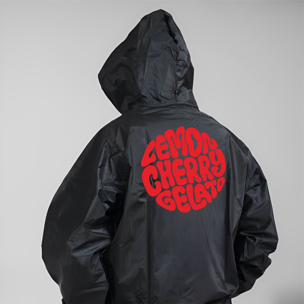 DISKON JAS HUJAN HITAM KEREN ELEGAN RAINCOAT JAKET HUJAN MOTIF PRIA WANITA