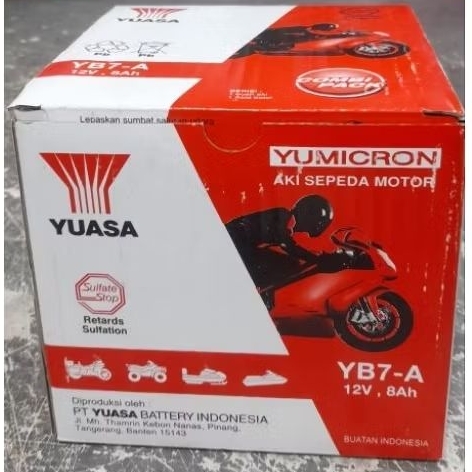 Aki Type YB7-A Basah untuk Suzuki Thunder, dll Merk Yuasa