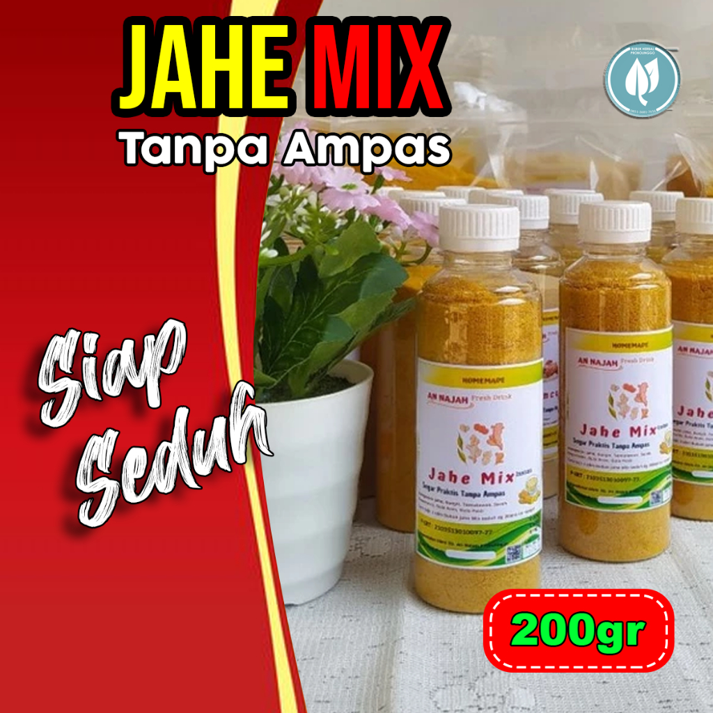 

BUBUK HERBAL JAHE MIX PREMIUM [200gr] - KOMBINASI 7 BAHAN ALAMI! Jahe + Serai + Kayu Manis + Temulawak + Kunyit + Gula Tebu & Aren - Langsung Seduh Tanpa Ampas!