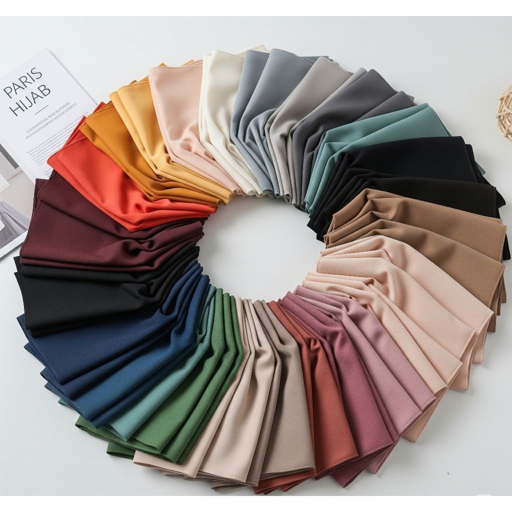 Hijab Segi Empat Paris Polos Premium | Jilbab Paris Aneka Warna Soft & Elegan.