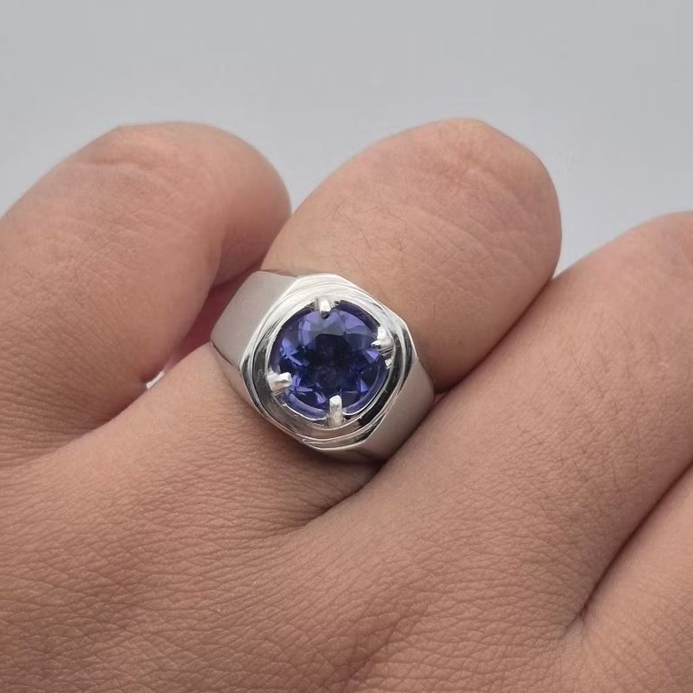 Cincin perak batu natural color-change fluorite,ukuran bisa diseusaikan (free resize), natural color