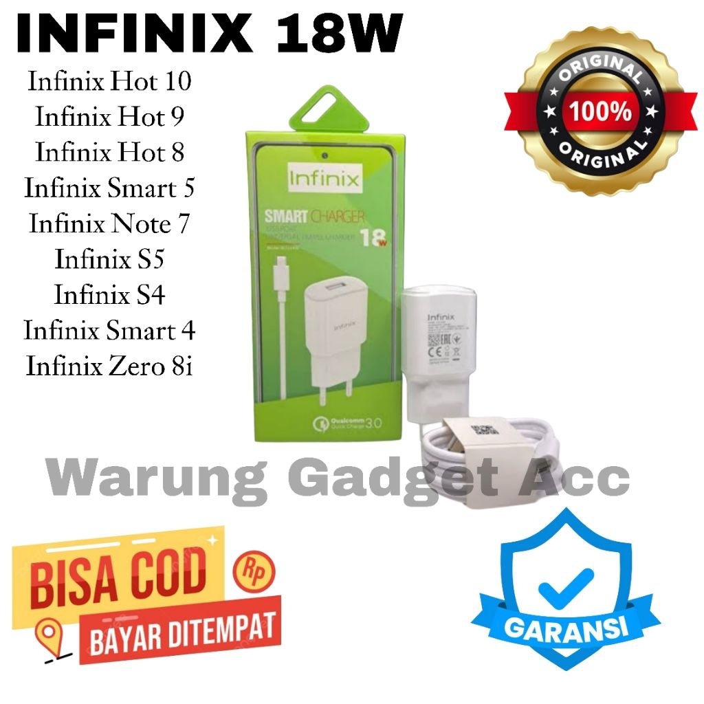 Charger Infinix 18W Micro USB – Fast Charging Hot 10, Hot 9, Smart 5, Note 7, S5, Zero 8i – Aman & O
