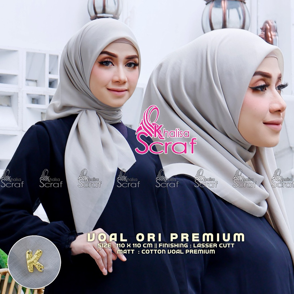 Khalisa scraf Hijab segi empat Voal Ori Premium (110cm x 110cm)