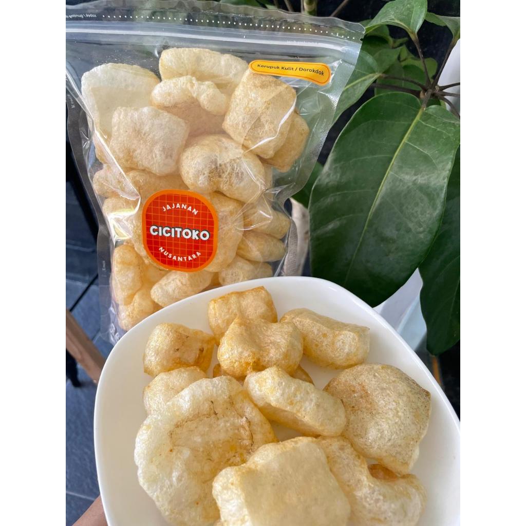 

CICITOKO Jajanan Nusantara -Kerupuk Kulit Sapi Asin dan Pedas/ Dorokdok- size besar