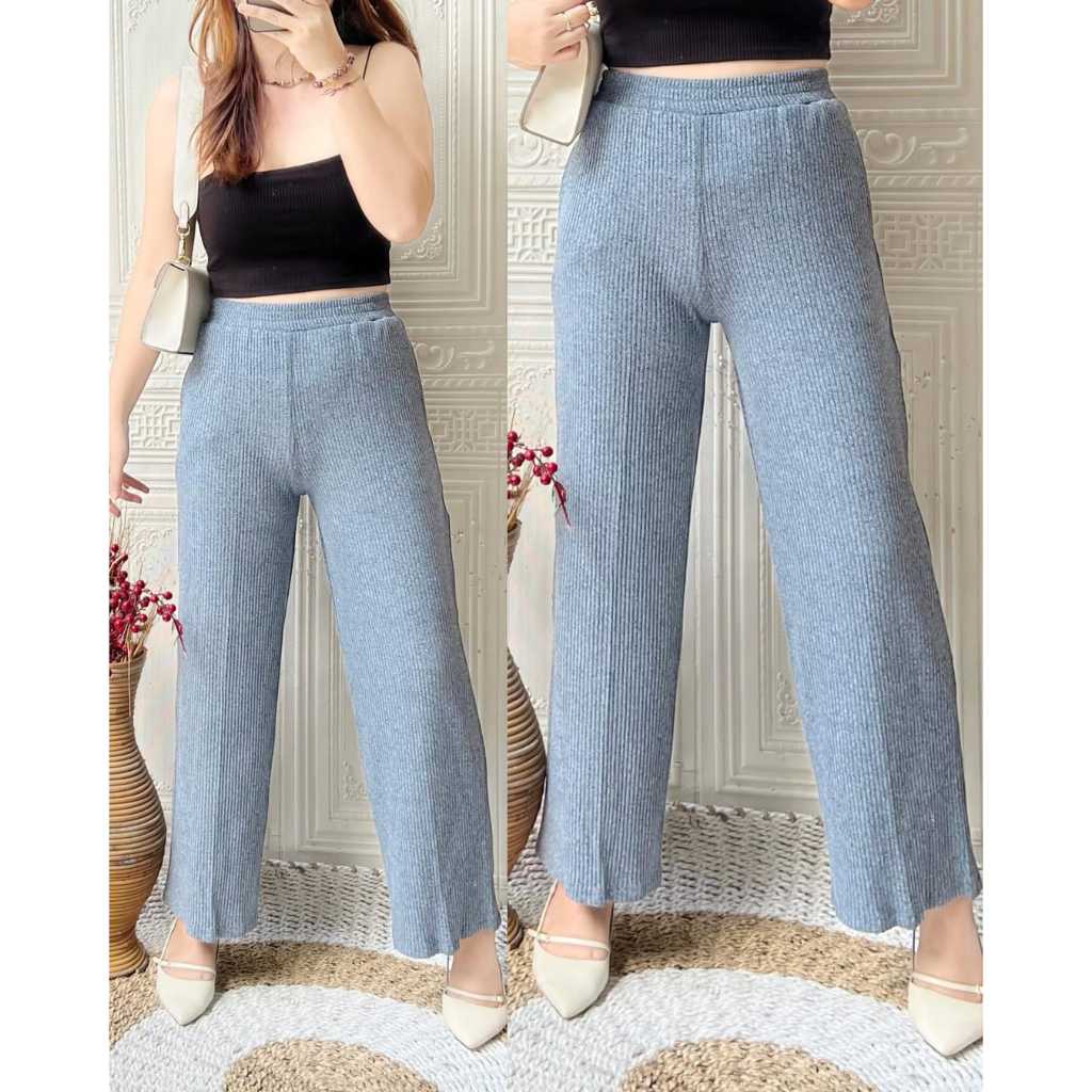 CELANA KULOT RIB BAHAN RIB KNIT HIGHWAIST / CELANA KULOT WANITA / KULOT KNIT HIGHWAIST