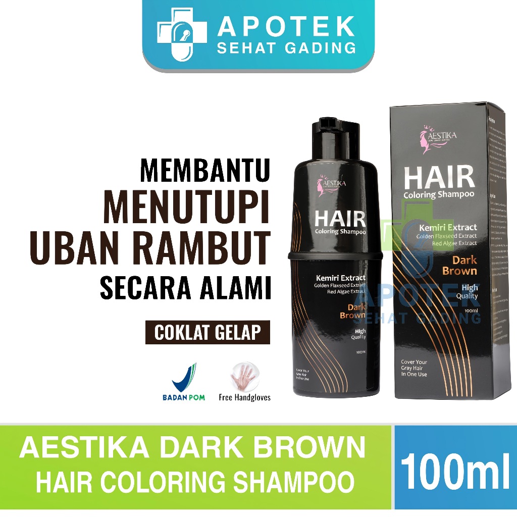 Aestika Hair Coloring Shampoo 1x Keramas - Shampo Penghilang Uban dengan Kemiri Ekstrak Ori dan BPOM