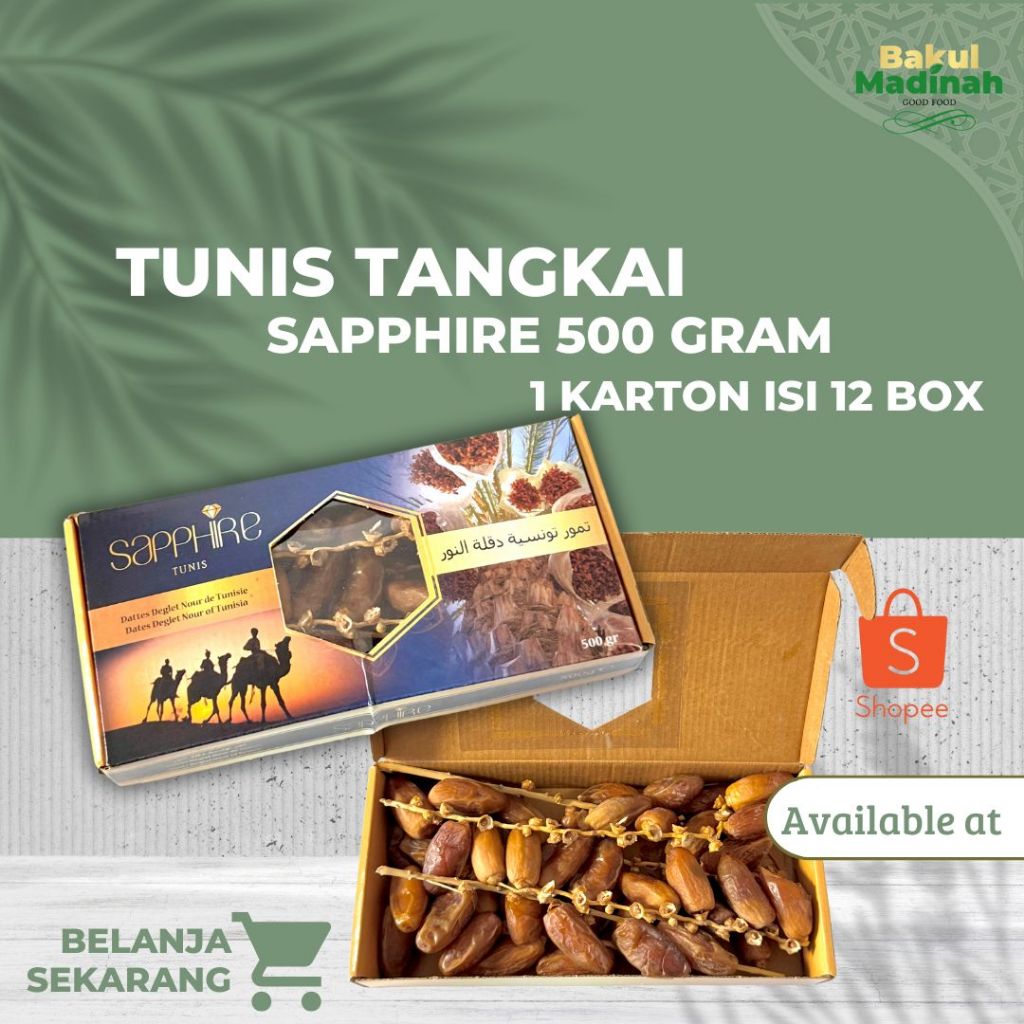 

[Bakul Madinah] - Kurma Tunis Tangkai Shappire isi 12 box 1 Karton Grosir