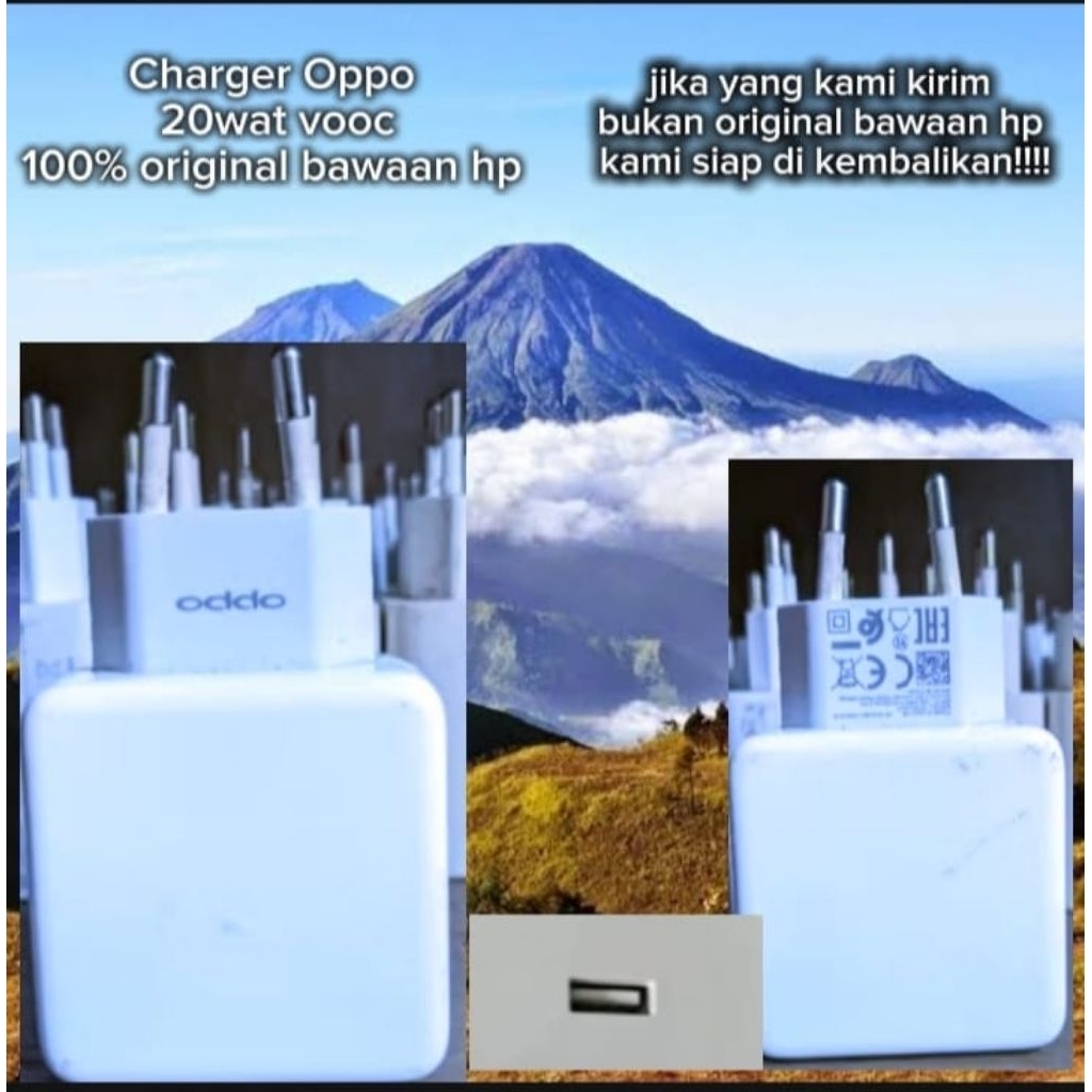 Charger oppo 20wat 100%original bawaan hp vooc fast charger