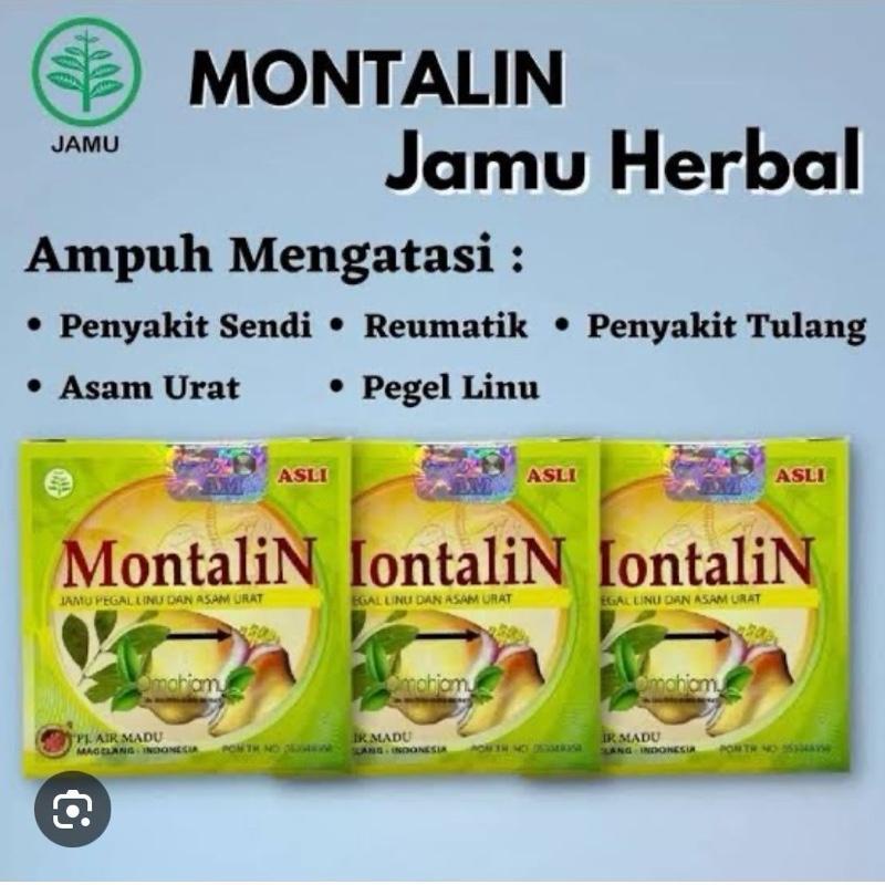 

MON T@ LINE jamu alami mengatasi pegal linu, nyeri sendi, dan asam urat. kapsul. 1 boxs isi 10 saset original asli