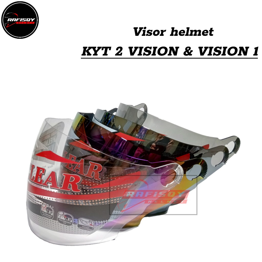 Kaca helm KYT 2 VISION - visor helmet kyt vision 1 warna hitam smock bening silver pelangi