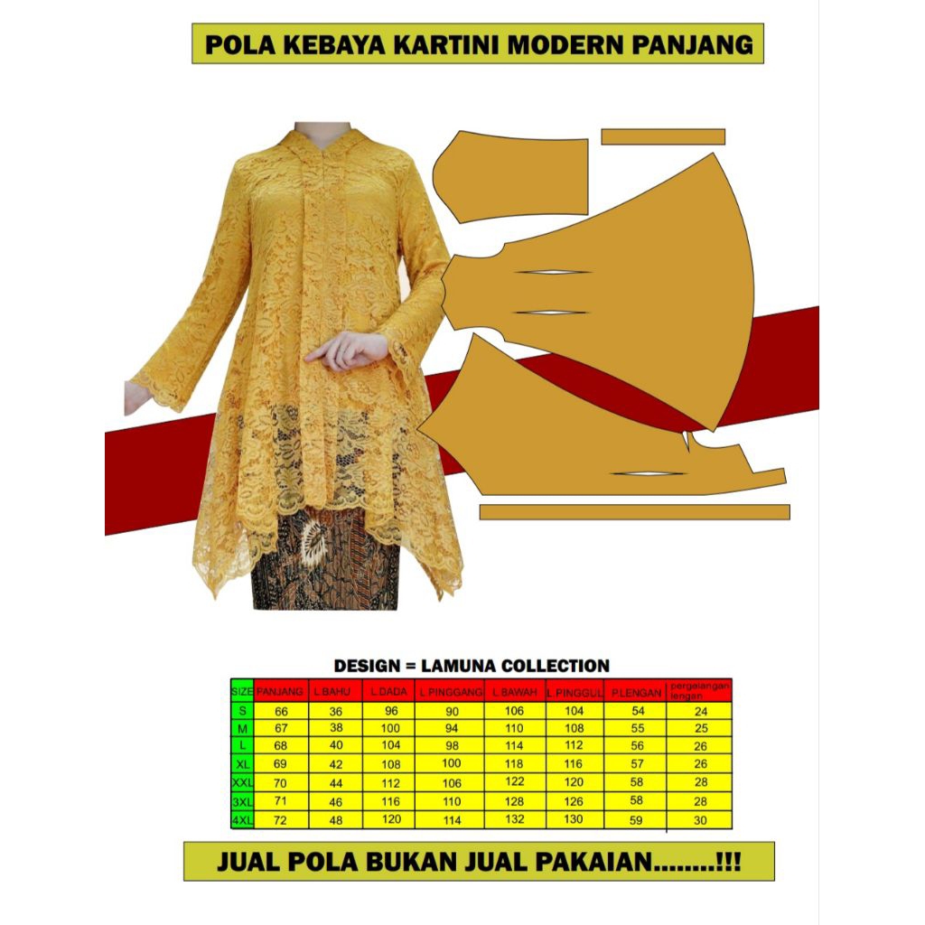 Pola kebaya Kartini modern terbaru
