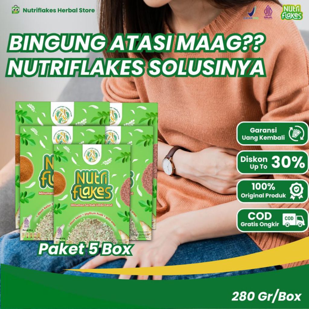 

NUTRIFLAKES Sereal Sehat Membantu Mengatasi Maag dan Gerd Tanpa Efek Samping-5 BOX