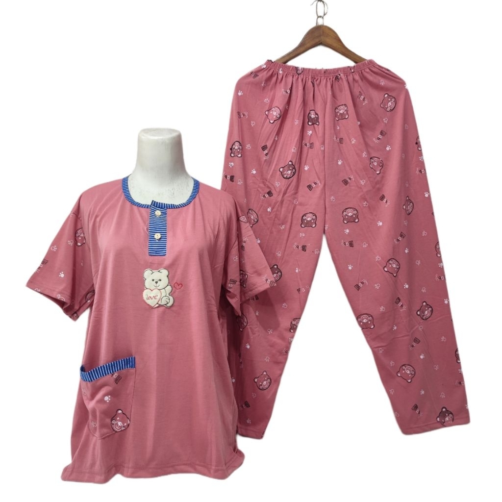 Babydoll Jumbo Dewasa Bahan Kaos Setelan Jumbo Baju Tidur Wanita