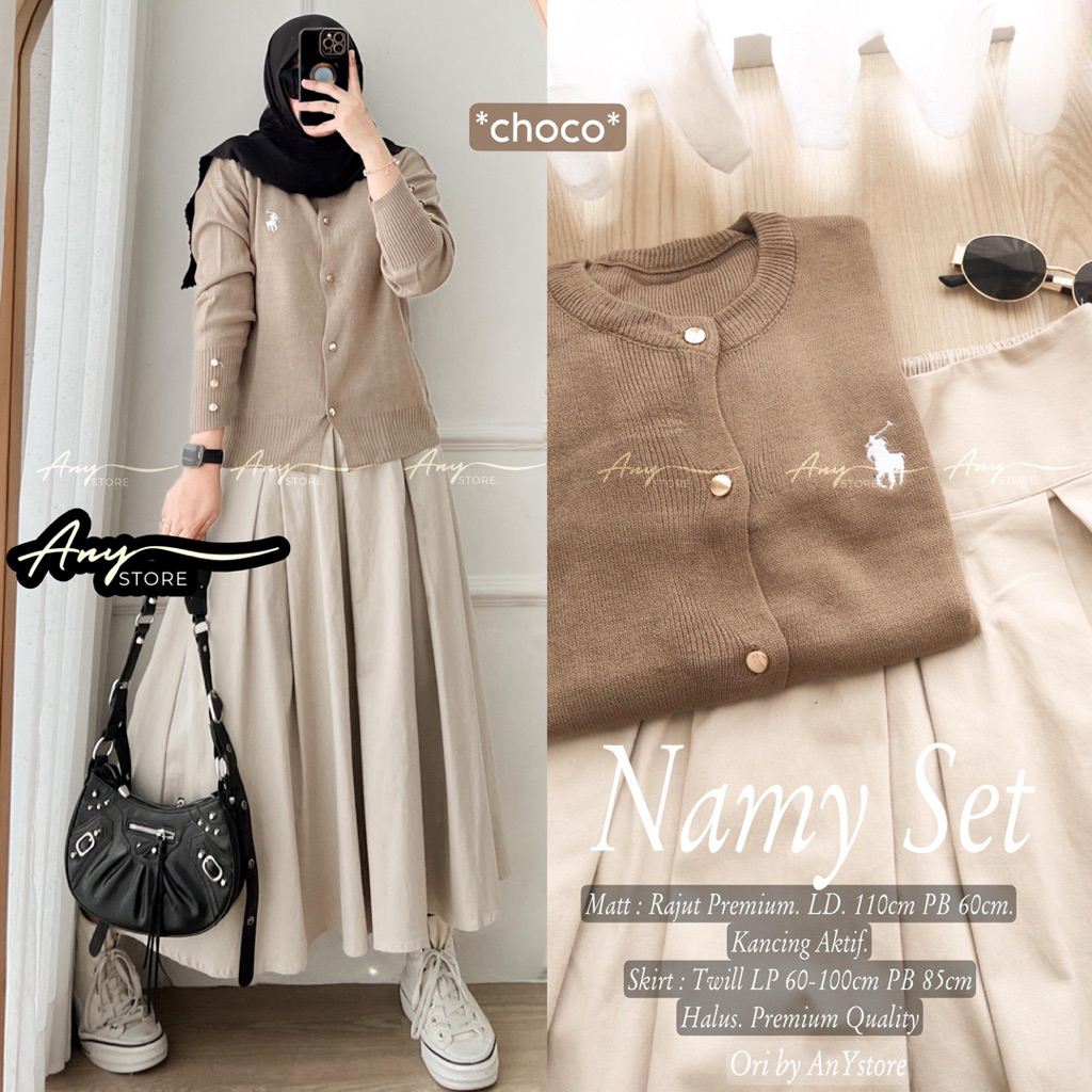 delia namcy kemeja wanita kekinian korean style by A.N.Y kemeja blouse salur garis garis rok jins sk