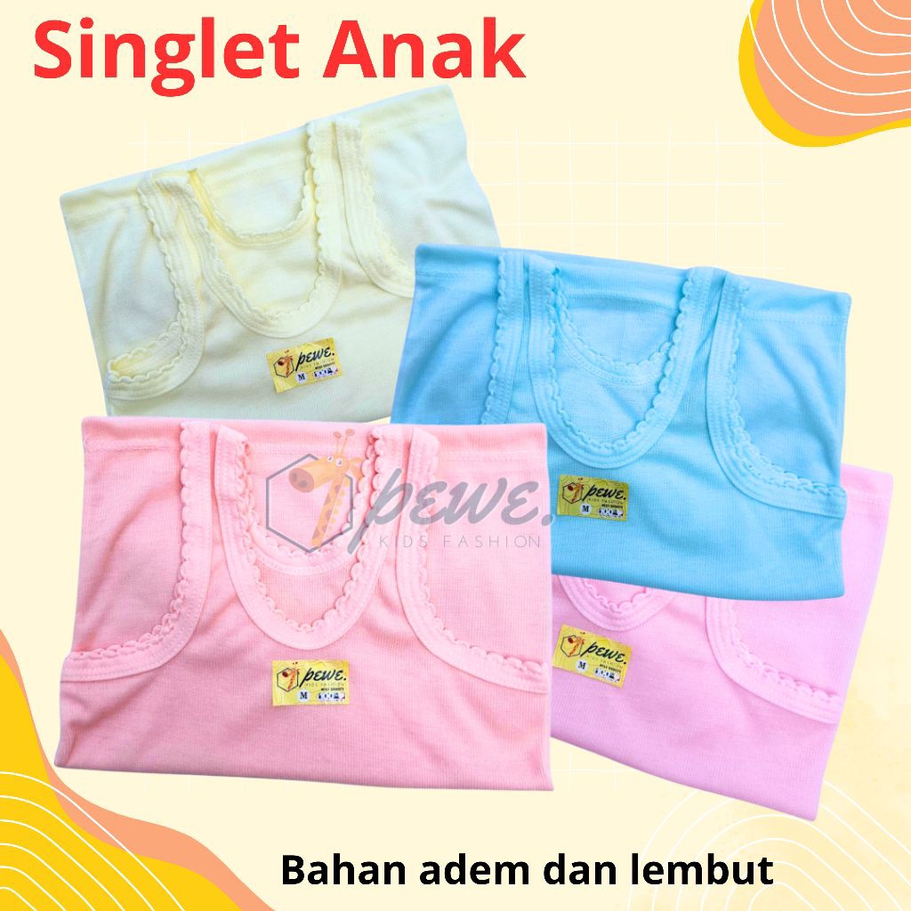 1/2 Lusin Kaos dalam anak perempuan & laki laki usia 1 tahun - 10 tahun Nyaman/Kaos dalam anak Singl