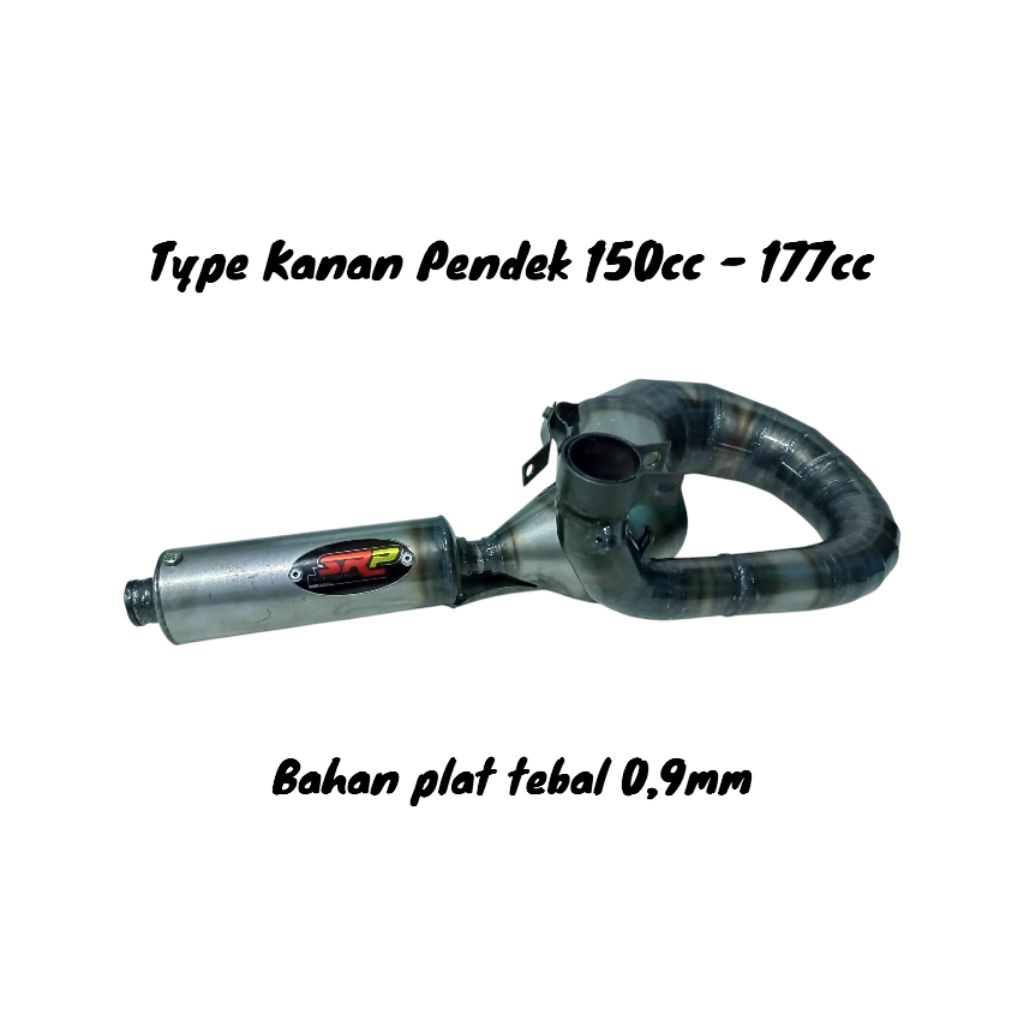 Knalpot Racing Vespa SRP Buang Kanan Pendek Plat by SRP Racing