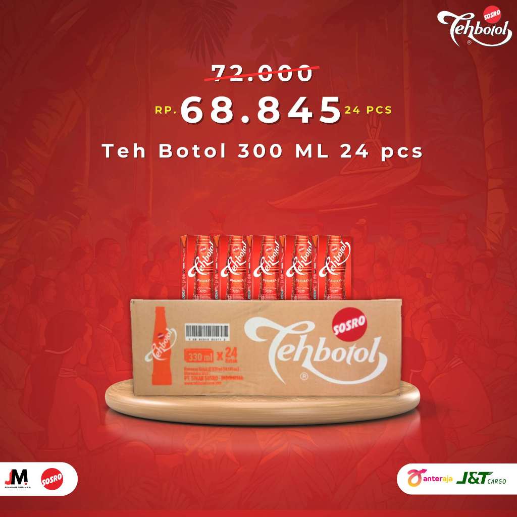 

Tehbotol Sosro kotak 300 ml isi 24 Pcs