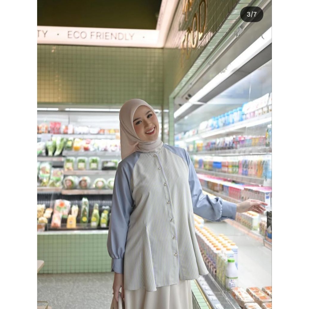Stripe Blouse Honey S By Vanilla Hijab