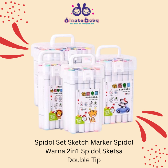 

[ DINATA Baby ] Spidol Set Sketch Marker Spidol Warna 2in1 Spidol Sketsa Double Tip