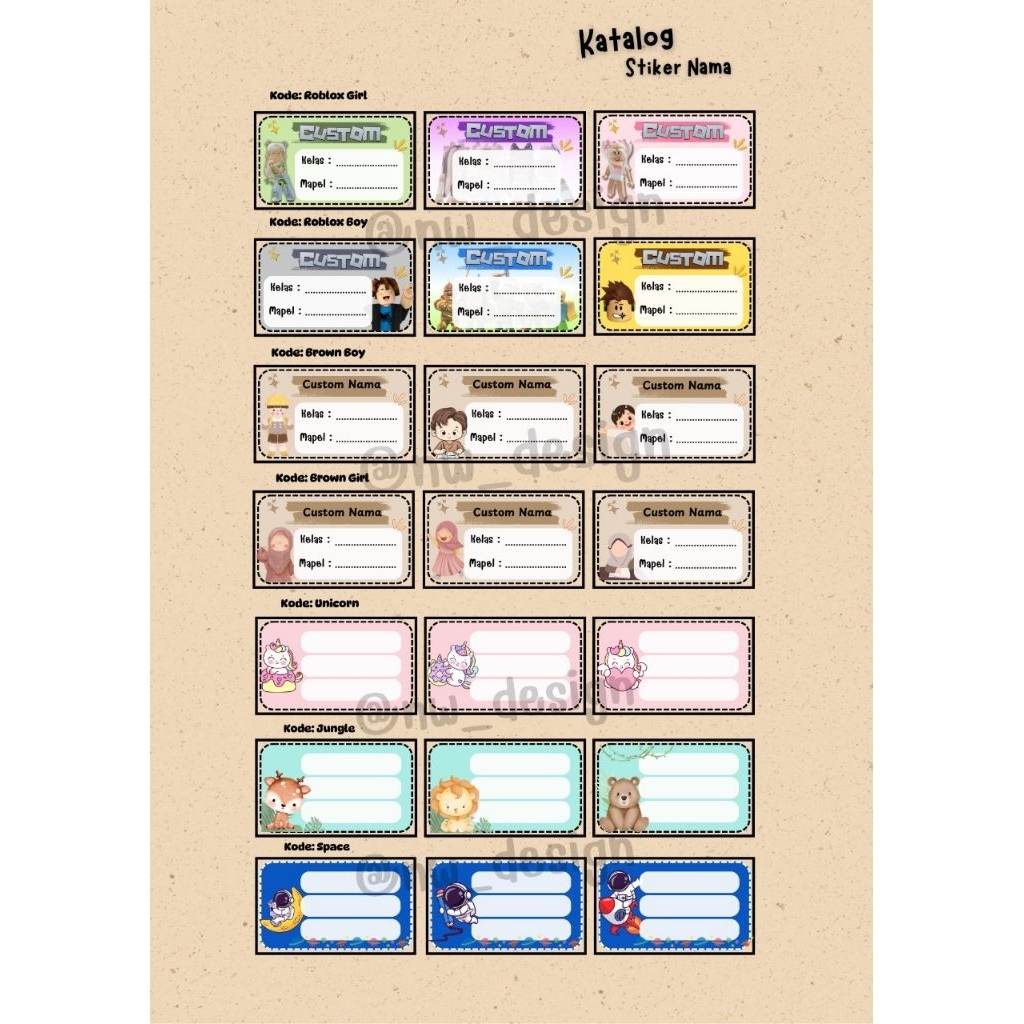 

Stiker Label Nama untuk Buku Tulis Sekolah Label Name isi 18pcs