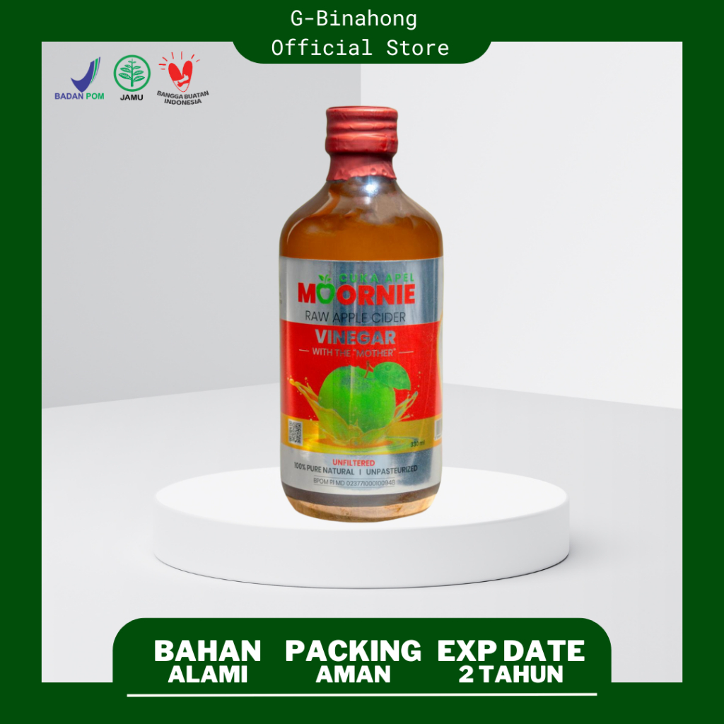 

Cuka Apel Moornie - Cuka apple With Mother - Cuka Apel Cider Vinegar With Mother - 330ml