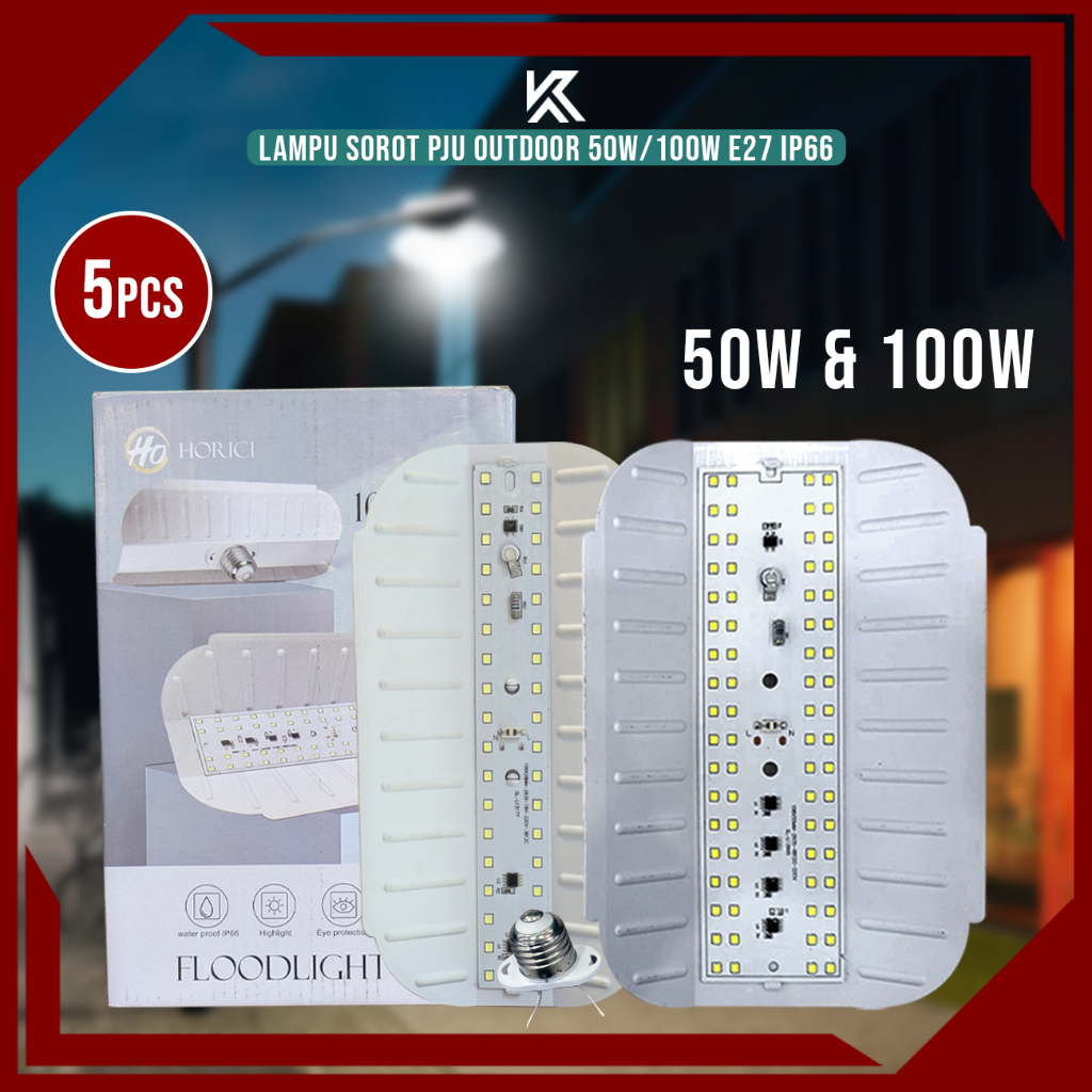 5PCS Lampu PJU 50W 100W Putih  Lampu Jalan PJU Persegi Panjang E27 Sunlamp Sorot Outdoor FREE 1 BOX