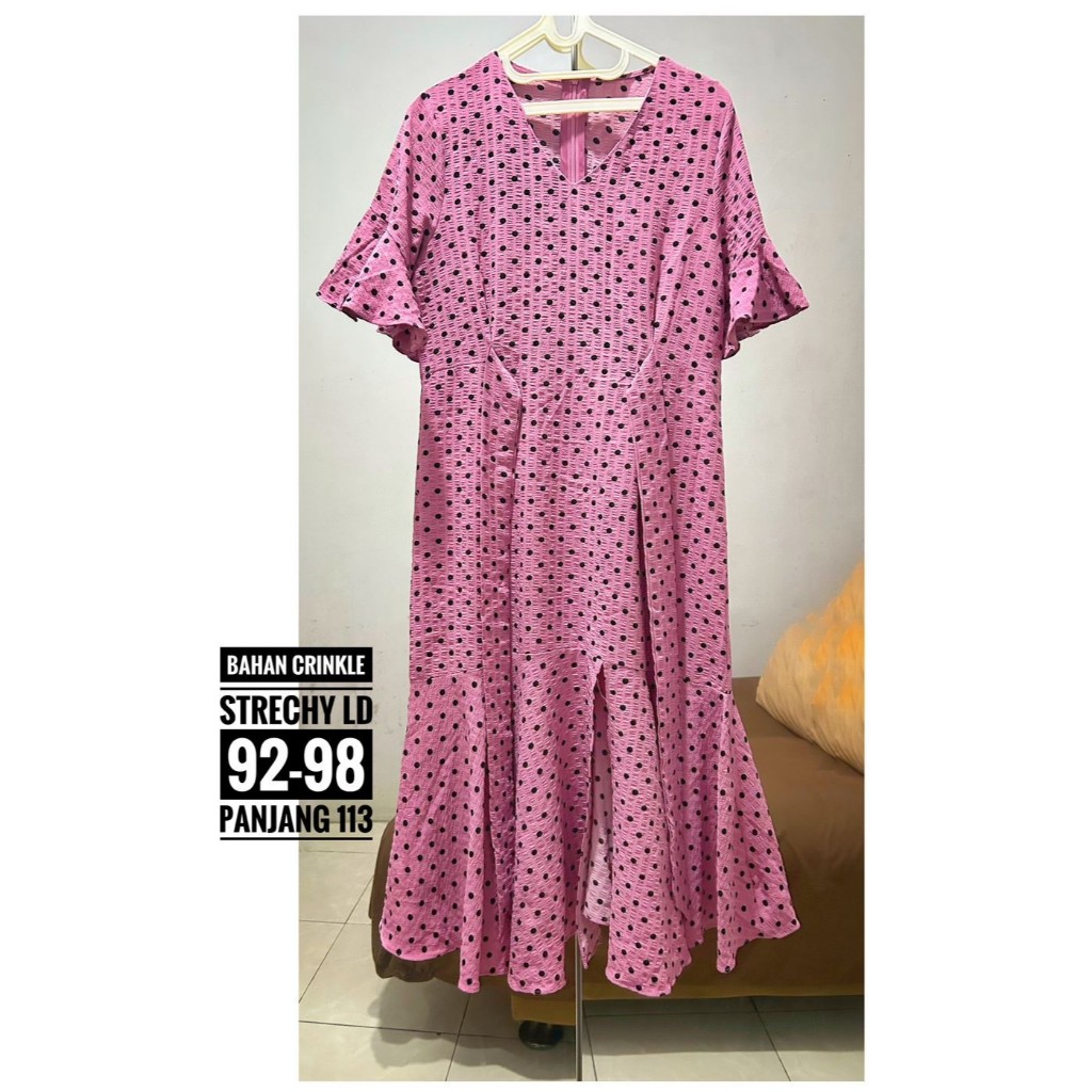 bahan crinkle bertekstur polkadot ada tali bawah rampel premium warna cerah