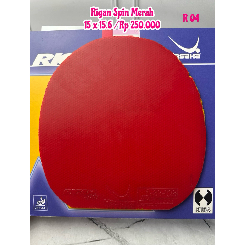 SECOND KARET TENIS MEJA PINGPONG YASAKA RIGAN SPIN WARNA MERAH