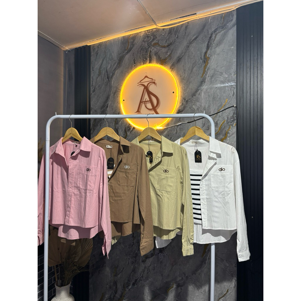 Kemeja+tanktop salur ALO wanita