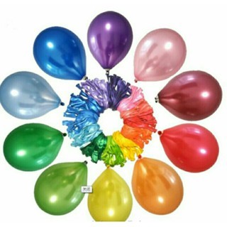 GROSIR {isi 100 pcs} Balon metalik BIRU TUA BIRU MUDA PUTIH / Balon latex / Balon Metalik 12 inch / 