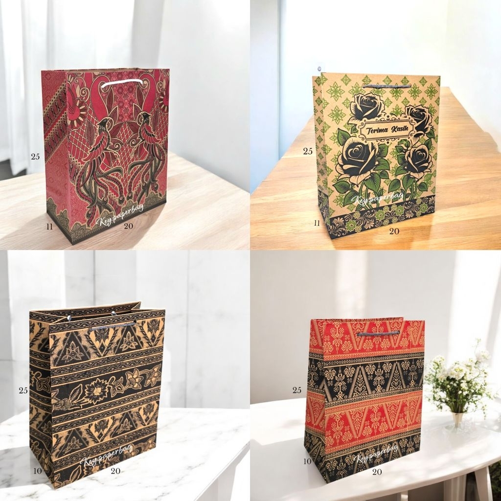 

ISI 12 (1 Lusin) Paper Bag Motif Kraft Uk 20x25