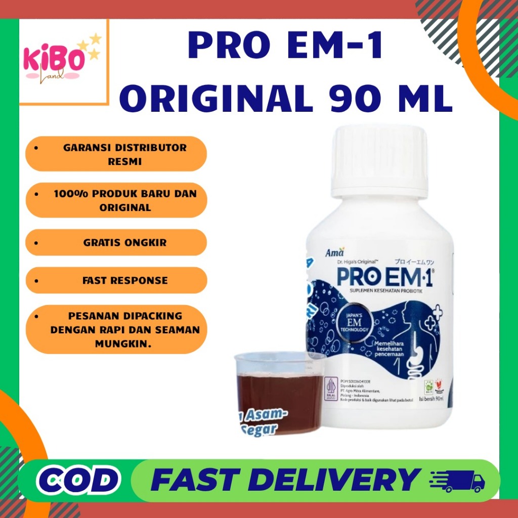 PRO EM1 Original 90ml Suplemen Kesehatan Probiotik Dewasa & Anak Pencernaan Usus Maag Gerd Sembelit 