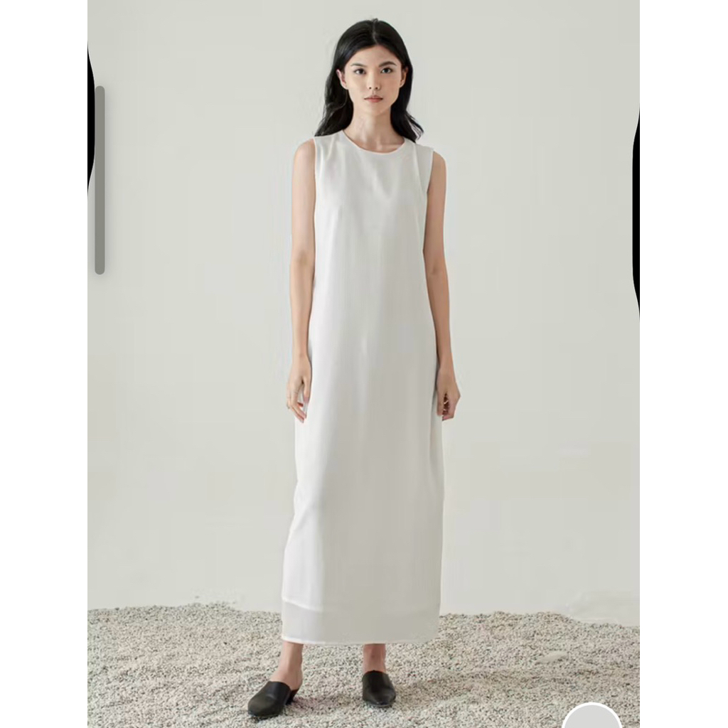 in kano sparrow sleeveless dress white