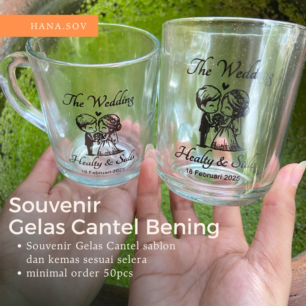 Hana.sov Souvenir Gelas Gagang souvenir pernikahan