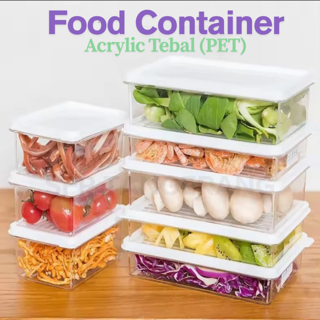 Food Container Acrylic Tebal PET Tebal Food Safe BPA Free Kotak Penyimpanan Kulkas PET Kontainer