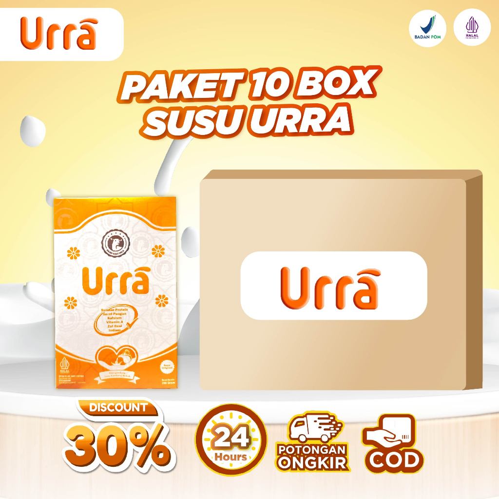 

Susu URRA 10 BOX - Susu Kambing Saneen Eropa Penambah Berat Badan Anak Solusi Alergi Susu Sapi Susu Kambing Asli
