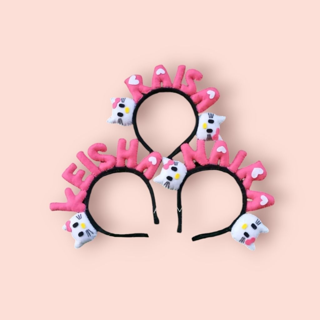 Bando nama custom bahan flanel karakter bisa request kreasi by Rine handmade