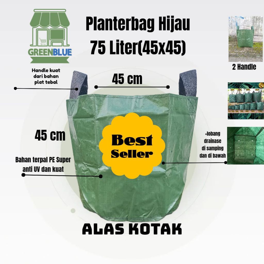 Planterbag Hijau 75 liter(45x45)pot terpal PE super