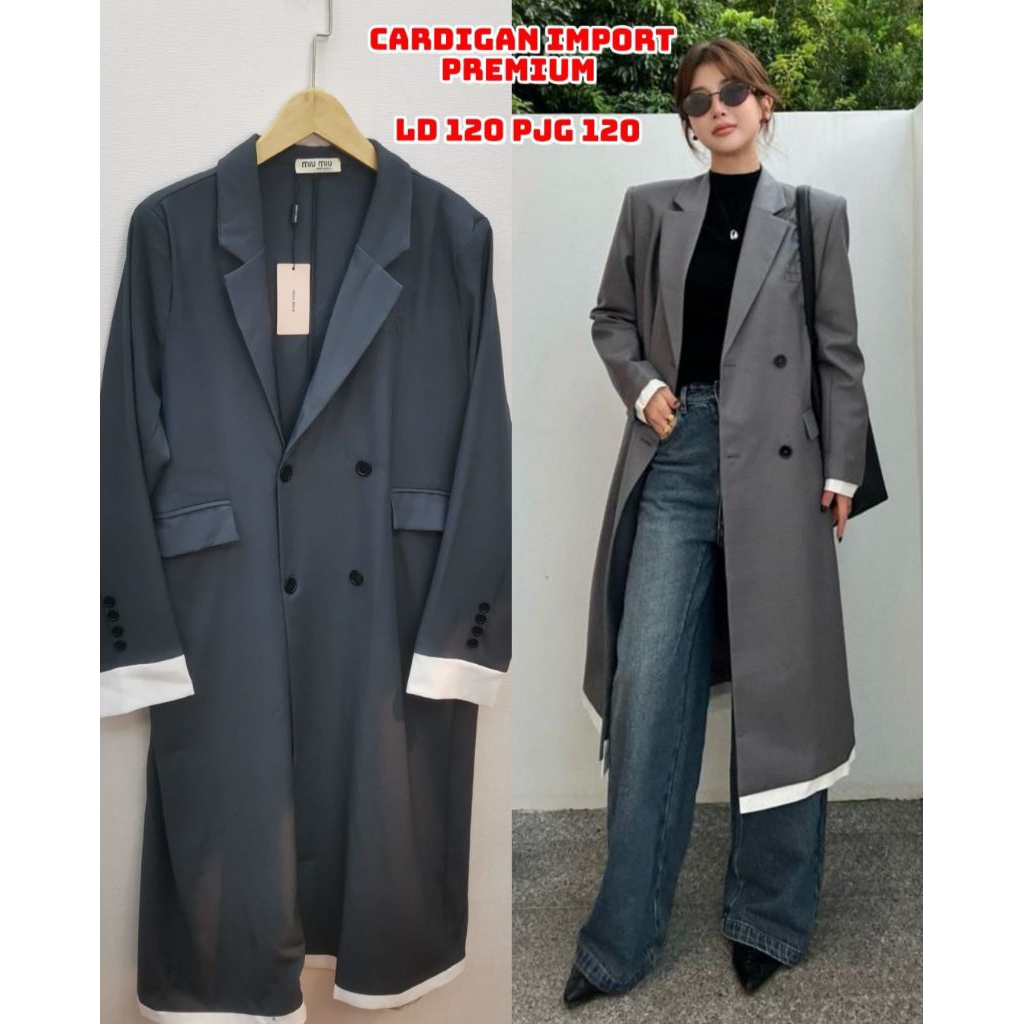 Long Blazer cotton polyester import outer wanita