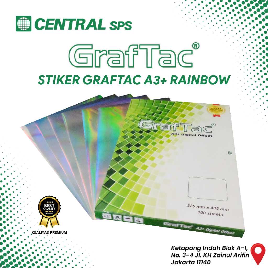 

Graftac Stiker Hologram Rainbow A3+ Bahan stiker print 100 Lembar