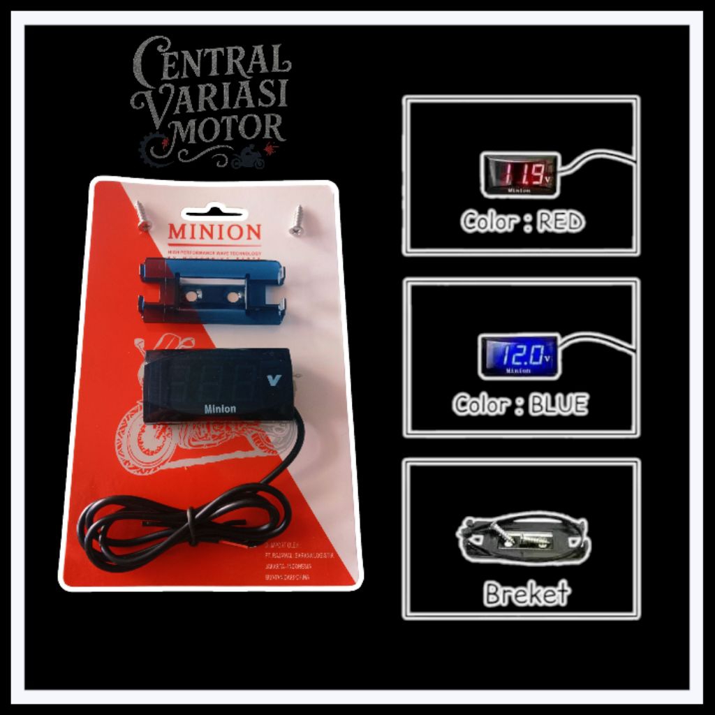 Volt Meter Minion Waterproof Voltmeter Aki Pengukur Daya Aki Volt Meter Aki 12 Volt Motor Mobil