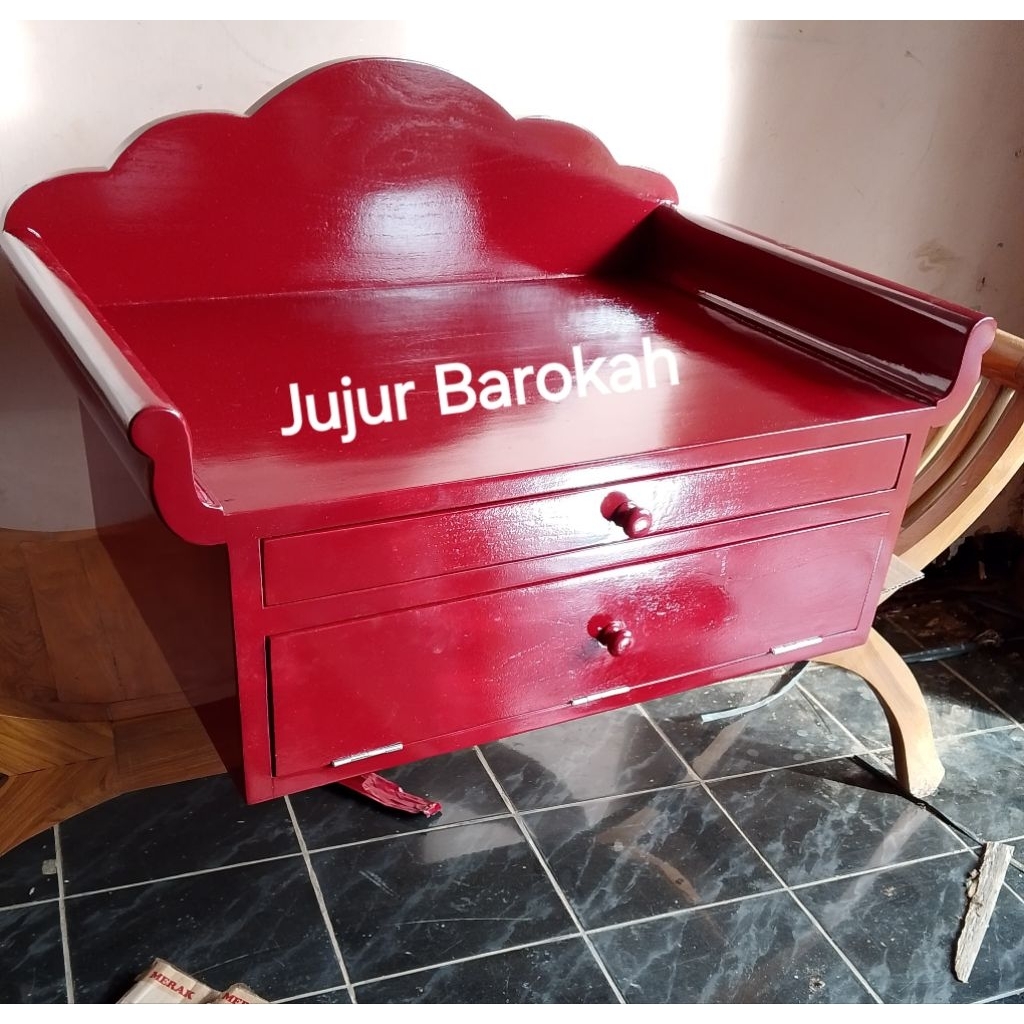 Altar Gantung Kayu Jati Meja Altar Sembahyang Cina Merah Maroon Meja Abu Leluhur Jujur Barokah Jepar