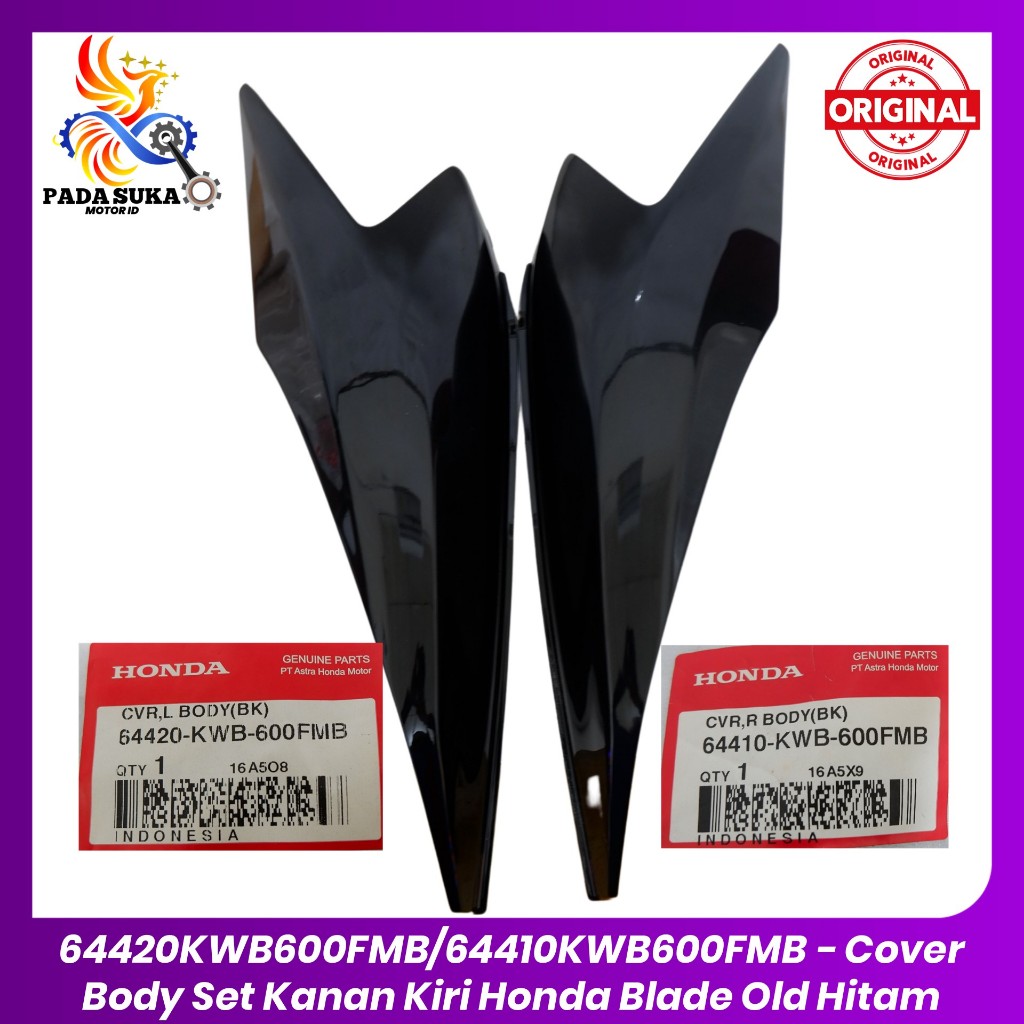 Cover Body Set Kanan Kiri Honda Blade Old Lama Hitam - 64420KWB600FMB/64410KWB600FMB Original AHM 10