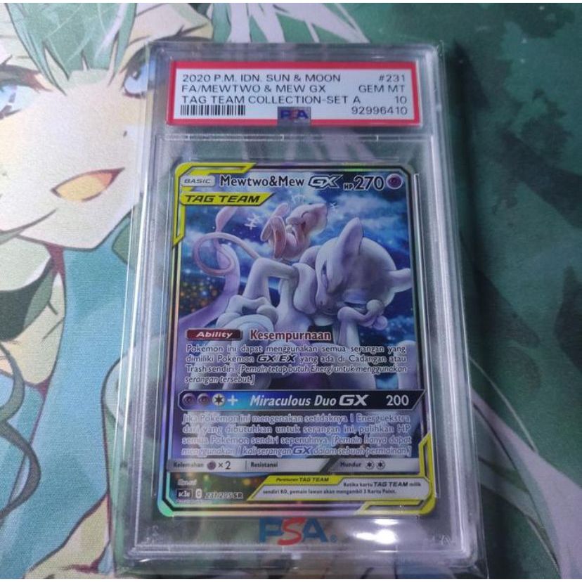 Kartu Pokemon TCG ID Indonesia SM AC3a Mewtwo & Mew GX SR AA PSA 10