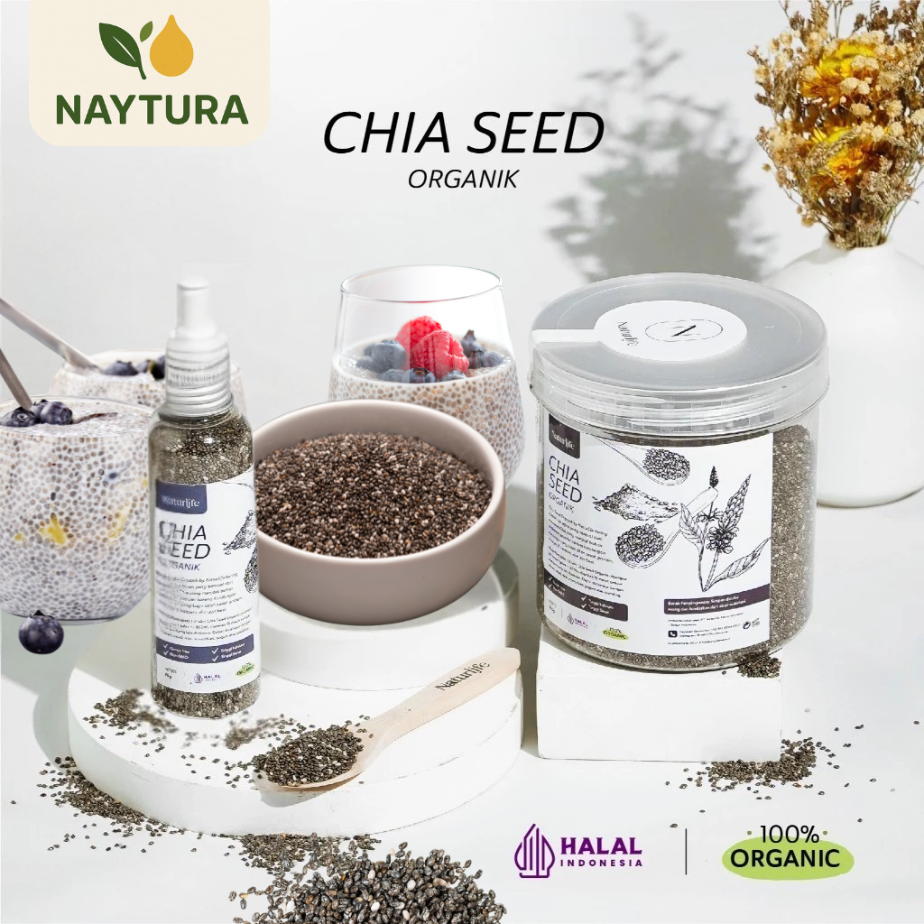 

Naytura - CHIIA SEED Organic/ ChiaSeed Organic 70g 150g 250g 500g 1kg Premium/Chia Seed Non GMO MEXICO/Chia Seed Untuk Diet/Busui/Promil/Lambung/Kolestrol/Diabetes beorganik