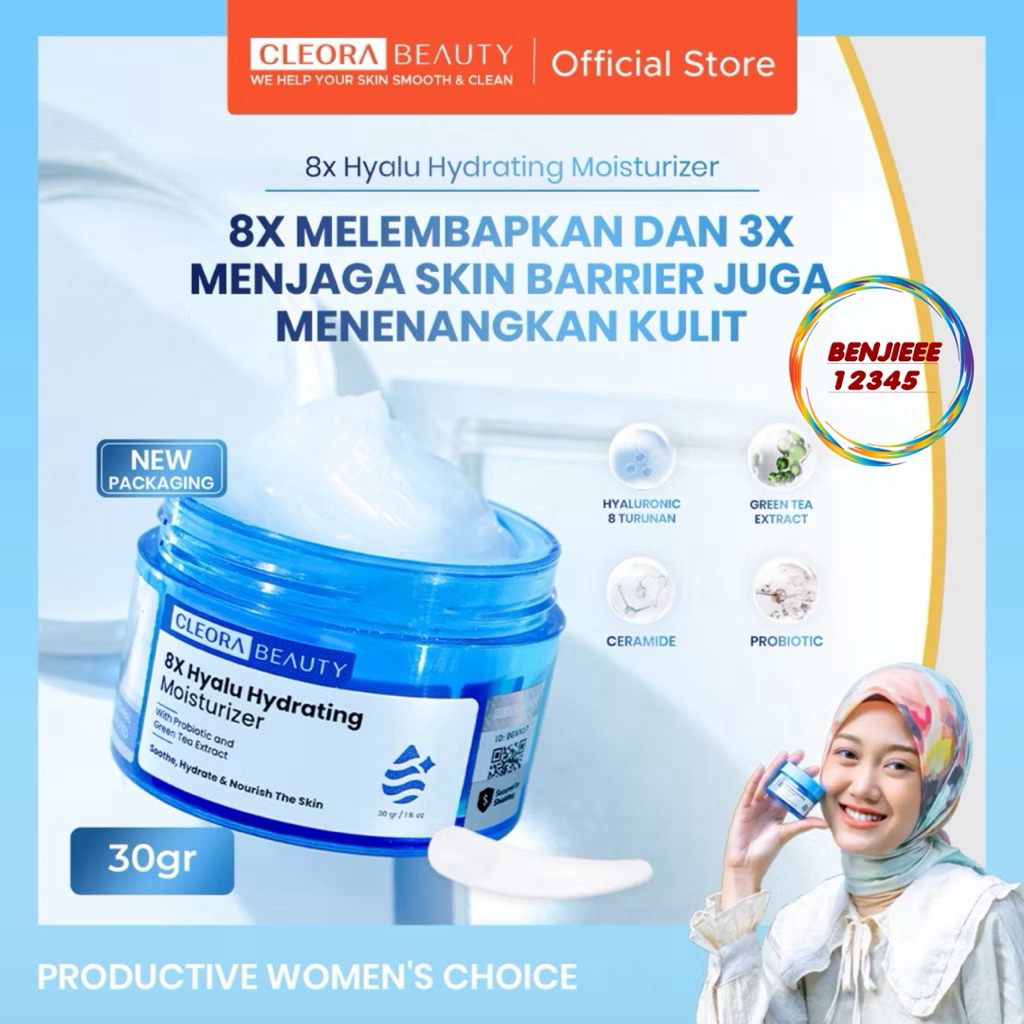 Cleora 8x Hyalu Hydrating Moisturizer cleora beauty CLEORA pelembap wajah cream 8x hyalu 4x