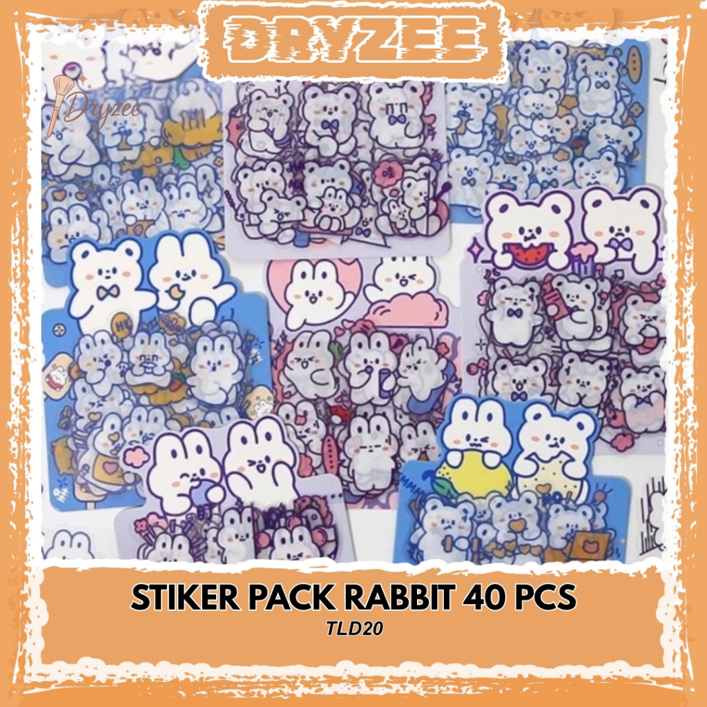 

Sticker Pack Rabbit Tumbr Stiker Binder Diary Book 40 pcs TLD20