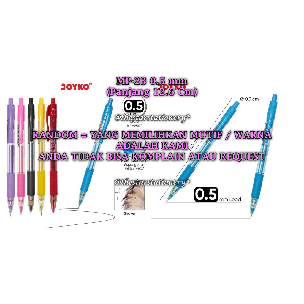 

(1 Biji) GROSIR Pensil Mekanik JOYKO MP-23 Mini Shaker 0.5mm / Mechanical Pencil Joyko MP-23 (1Biji)