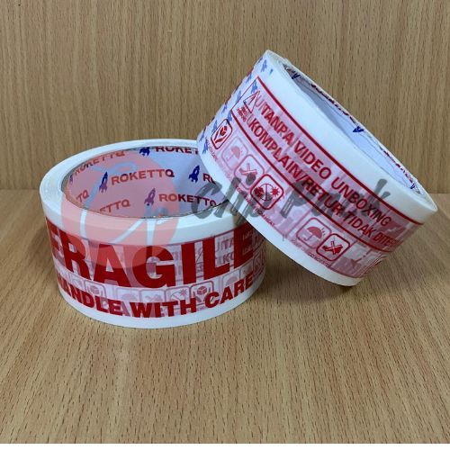 

Rockett Unboxing Fragile Tape 72Y Putih – Pengemasan Aman Barang Pecah